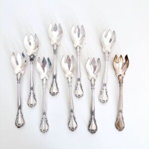 GORHAM STERLING SILVER CHANTILLY ICE CREAM FORK 5.5" LONG NO MONOGRAM SET OF 9
